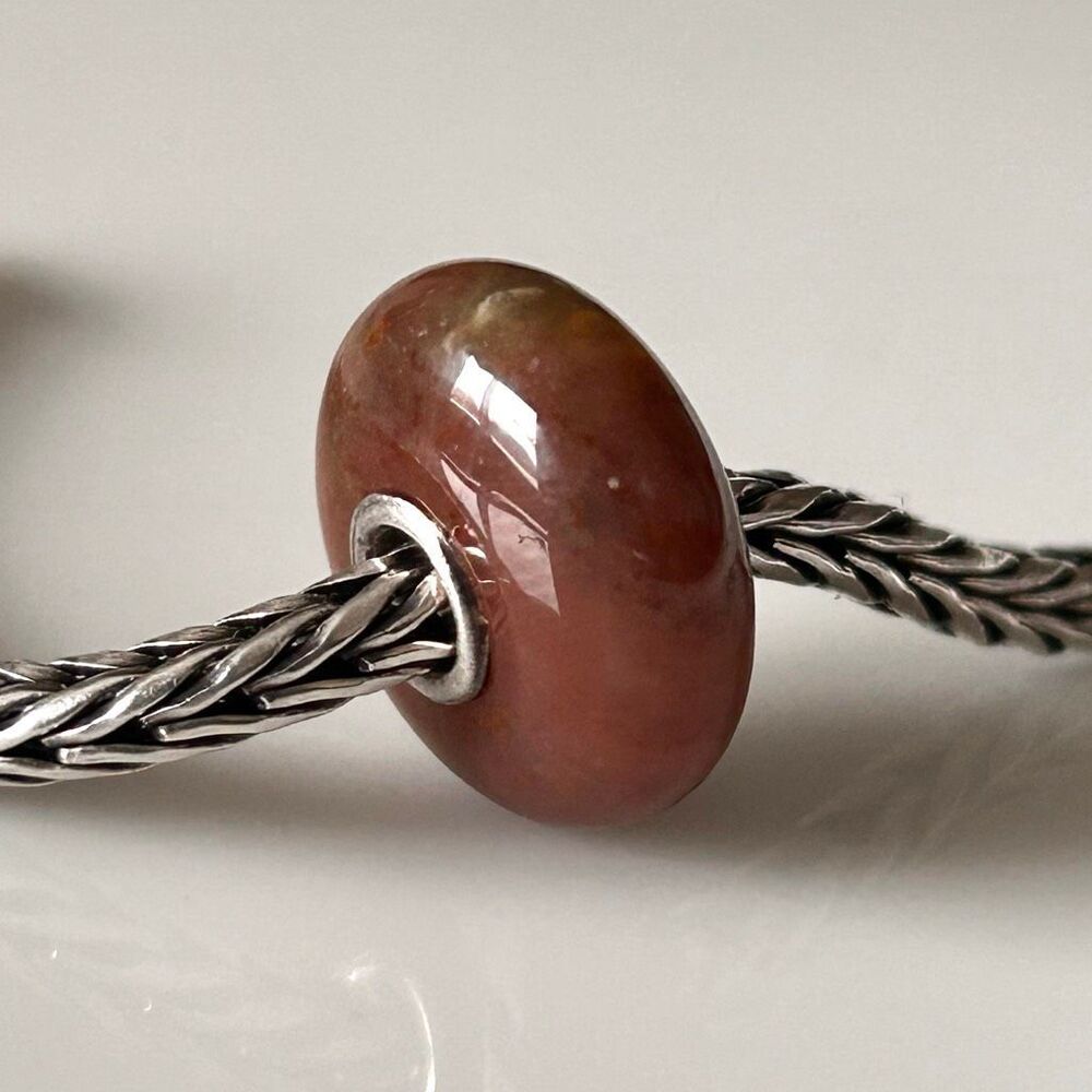 TROLLBEADS Fantasy Jasper | Dark Pink & hint of Green LAA 925S NEW! w Inclusions - Picture 6 of 8